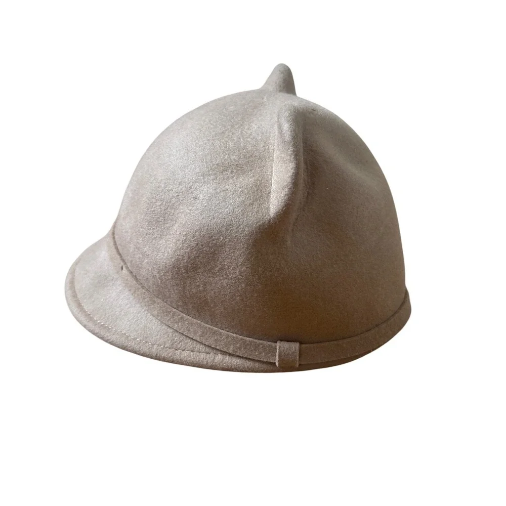 Zara Cat Ear Felt Cap Girls Tan Equestrian Style Hat SIZE OS